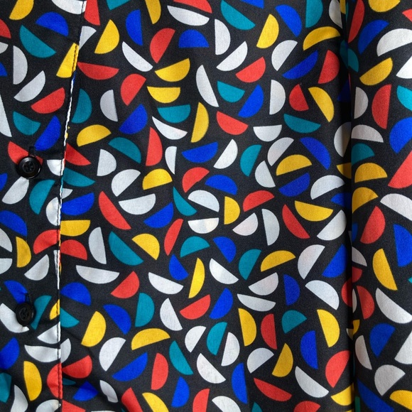 Vintage Rhoda Lee Vibrant Geometric Design Blouse Sz Sm - Picture 2 of 12